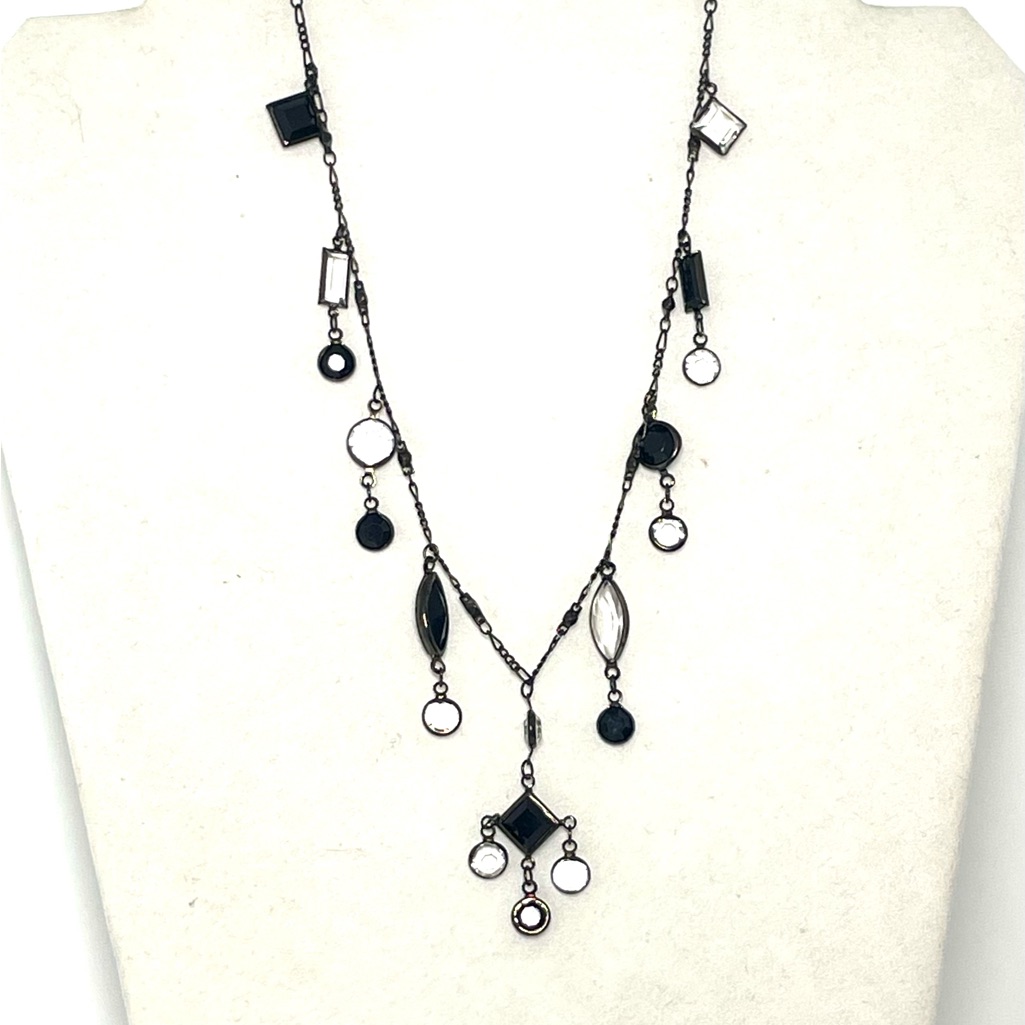 Elegant Black And Silver Bellagio Crystal Necklace